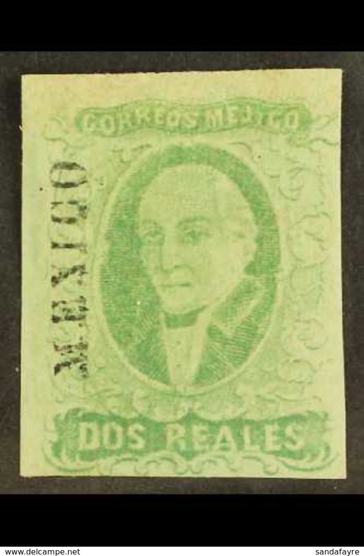 1856  2r Emerald Imperf Hidalgo With District Name, SG 3 Or Scott 3b, Fine Mint With Three Large Margins And Lovely Orig - Messico