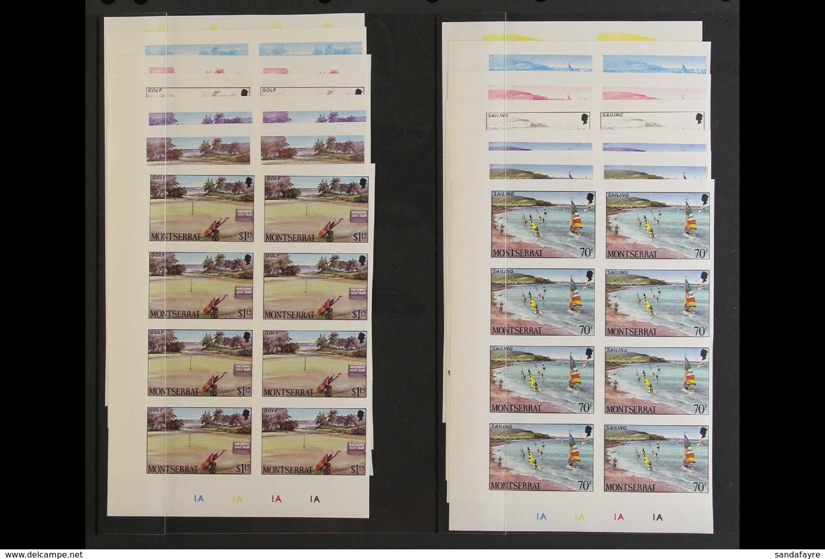 1986 IMPERF PROGRESSIVE COLOUR PROOFS.  An Attractive, Never Hinged Mint Collection Of IMPERF PROOFS Of The Tourism Set  - Montserrat