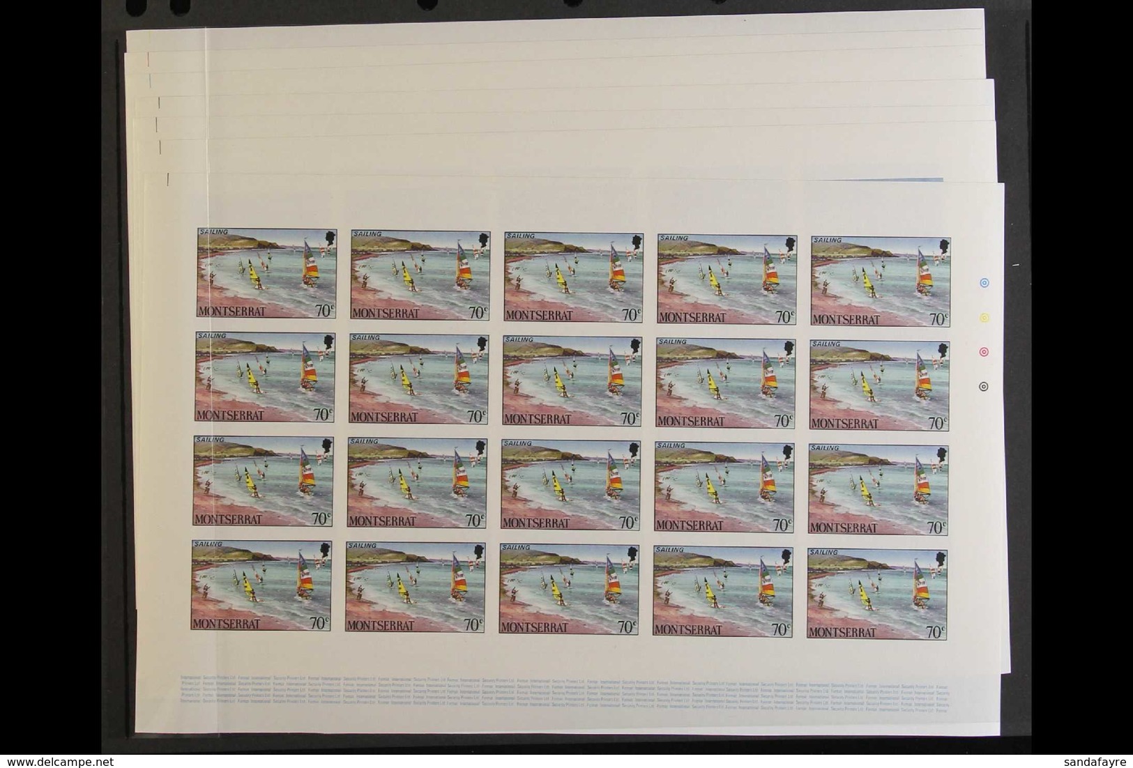 1986 IMPERF PROGRESSIVE COLOUR PROOFS - HALF SHEETS Of 20.  An Attractive, Never Hinged Mint Collection Of IMPERF PROOFS - Montserrat