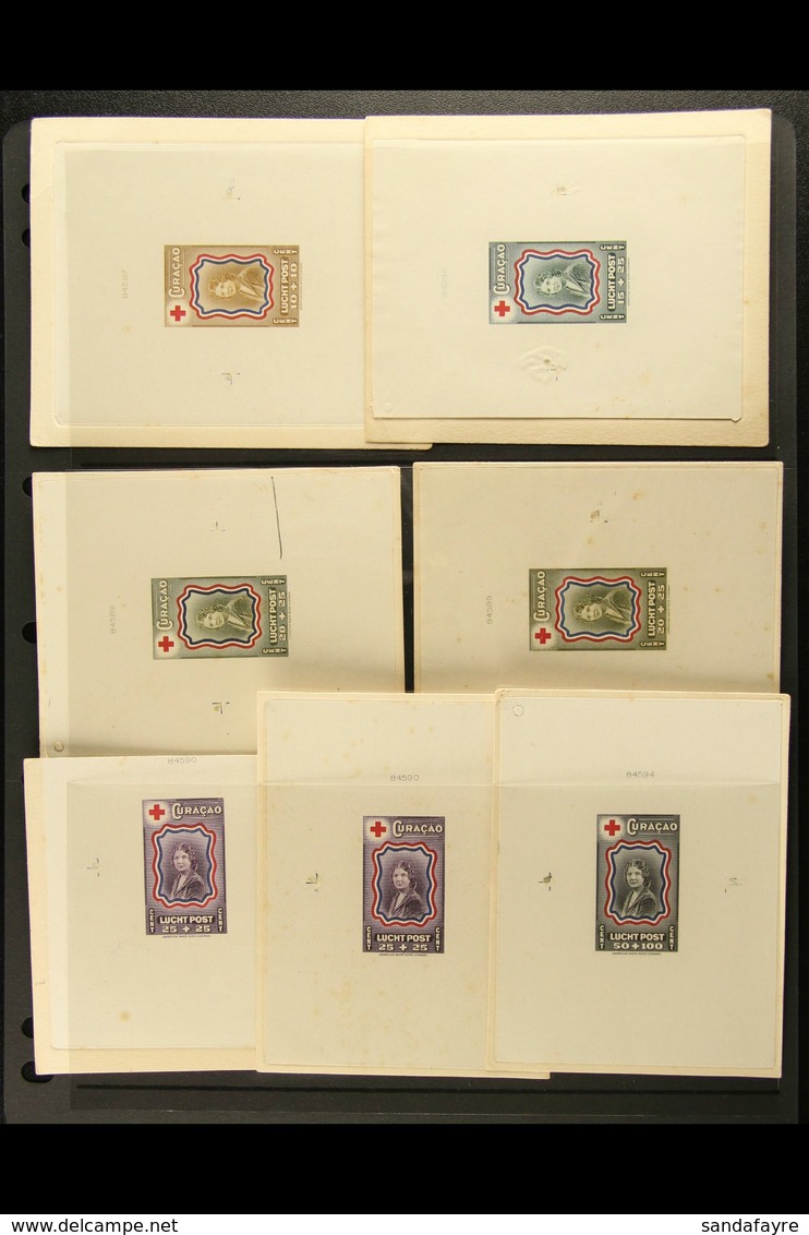 CURACAO  PROOFS 1944 Red Cross Charity Stamps, Includes Master Die Proofs Of 10c+10c, 15c+15c, 50c+100c Plus Two Example - Sonstige & Ohne Zuordnung