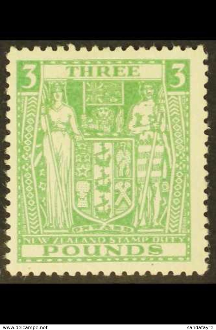 1940-58  Postal Fiscal £3 Green, SG F208, Very Fine Mint For More Images, Please Visit Http://www.sandafayre.com/itemdet - Other & Unclassified