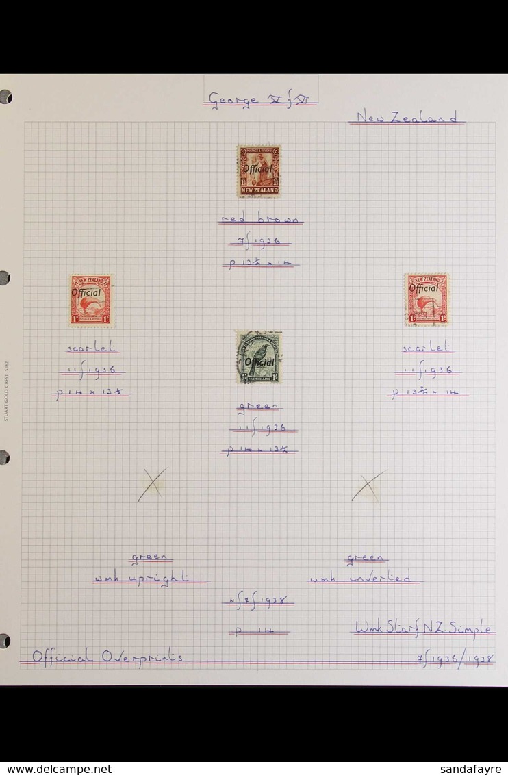 OFFICIALS  1936-51 KGVI FINE USED COLLECTION Includes 1936-61 Wmk Single NZ & Star, 1d Both Perfs, 1½d & 1s, Wmk Multipl - Andere & Zonder Classificatie