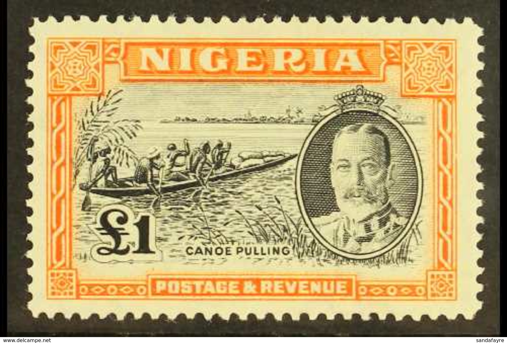 1936  £1 Black And Orange, SG 45, Mint With Good Colour, Small Area Of Black Paper Adhered To Gum. For More Images, Plea - Nigeria (...-1960)