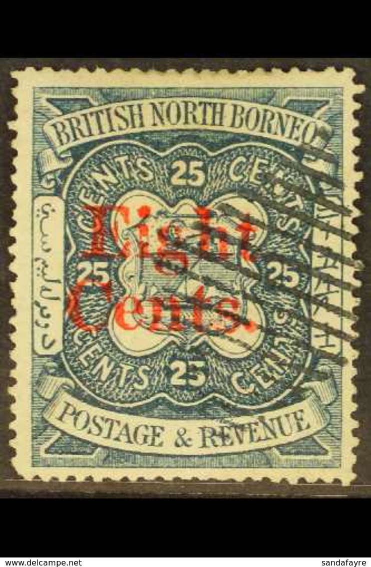 1890  8c. On 25c. Indigo, SG 52, Fine Used. For More Images, Please Visit Http://www.sandafayre.com/itemdetails.aspx?s=6 - Noord Borneo (...-1963)