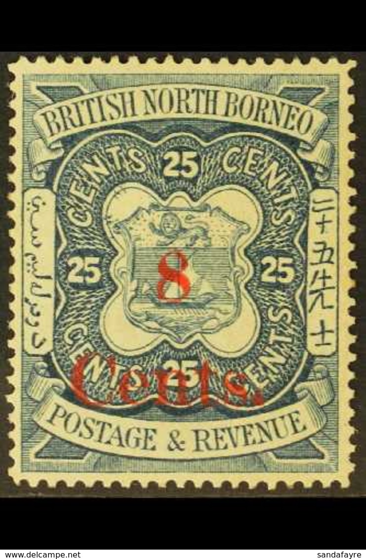 1892  8c On 25c Indigo, SG 65, Mint Lightly Toned For More Images, Please Visit Http://www.sandafayre.com/itemdetails.as - Noord Borneo (...-1963)