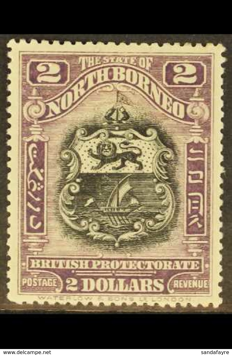 1911  $2 Black And Lilac Arms, SG 181, Fine Mint. For More Images, Please Visit Http://www.sandafayre.com/itemdetails.as - Noord Borneo (...-1963)