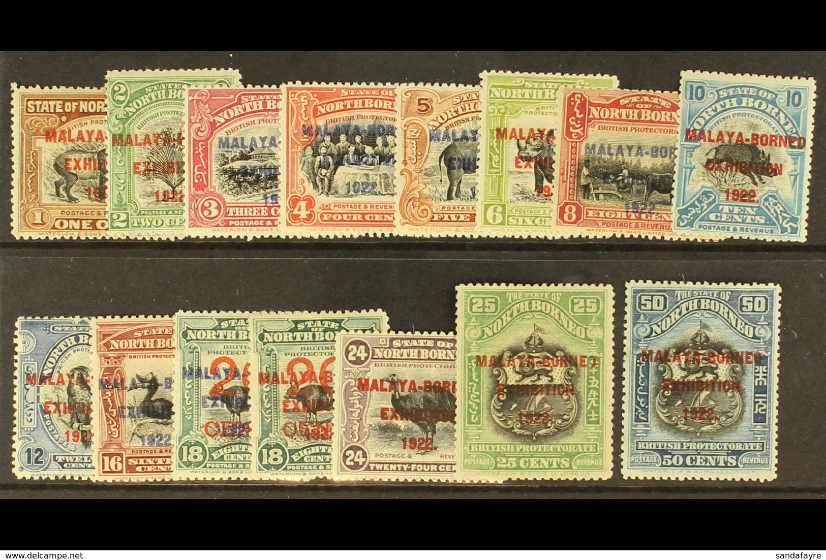 1922  Exhibition Set With Both 20c On 18c ,SG 253/275, Fine Mint. (15 Stamps) For More Images, Please Visit Http://www.s - Noord Borneo (...-1963)