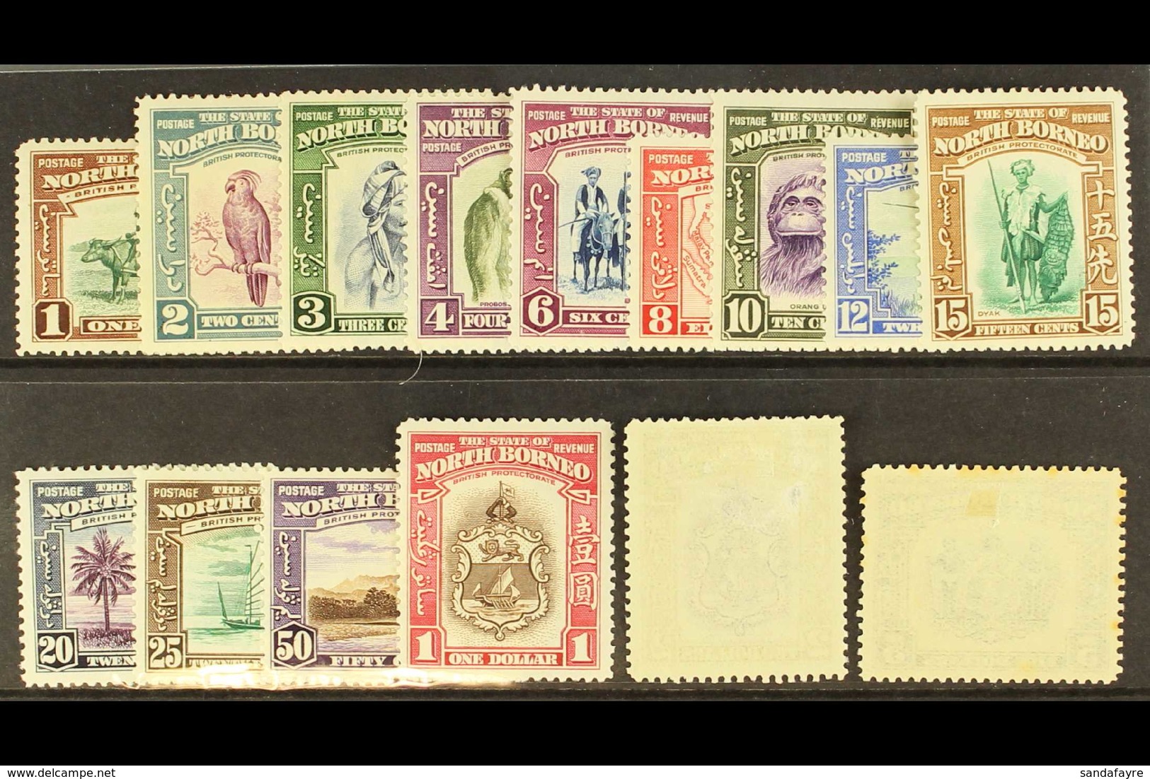 1939  Complete Pictorial Set, SG 303/317, The 1c To $1 Very Fine Mint, $2 Small Hinge Thin, $5 Rusting To Some Perf. Tip - Noord Borneo (...-1963)