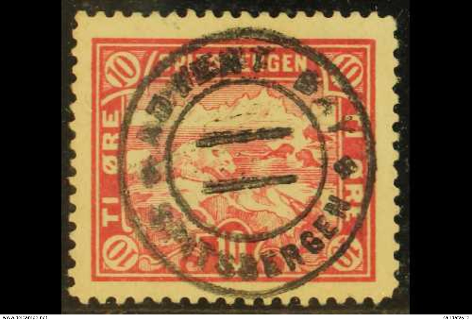 SPITZBERGEN LOCAL  1909 10 Ore Carmine "Polar Bear On Ice", Perf 11½, Very Fine Used With Superb "ADVENT BAY / SPITZBERG - Andere & Zonder Classificatie