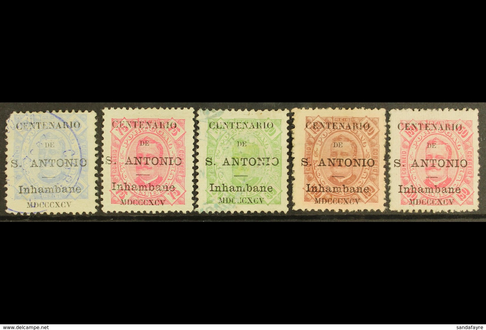 INHAMBANE  1895 St Anthony Opts On Carlos Types Complete Basic Set With Perf 11½ 50r Used, 80r Used, And 100r Mint, Plus - Andere & Zonder Classificatie