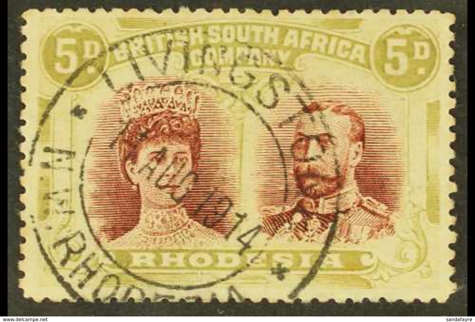 1910-13  5d Lake-brown & Olive, Double Head, SG 143, Very Fine Used. For More Images, Please Visit Http://www.sandafayre - Other & Unclassified