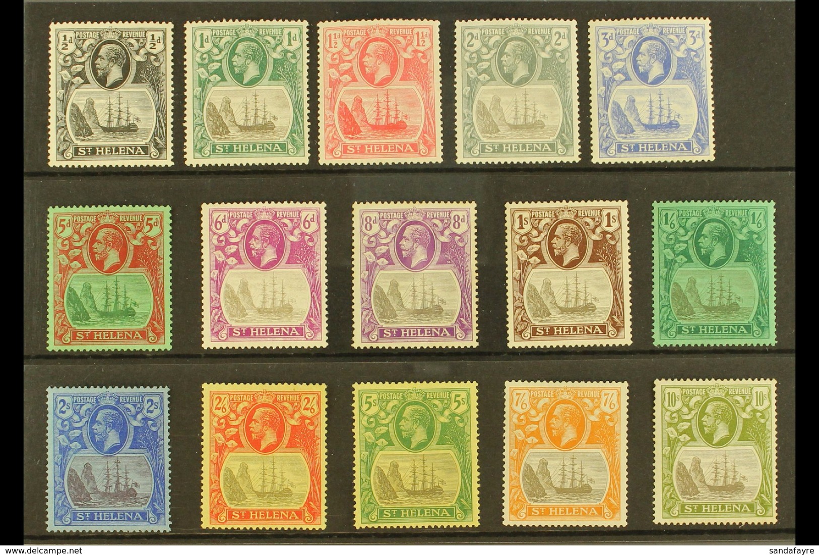 1922-37  Multi Script CA Watermark Set To 10s, SG 97/112, Mint (15 Stamps) For More Images, Please Visit Http://www.sand - Sint-Helena