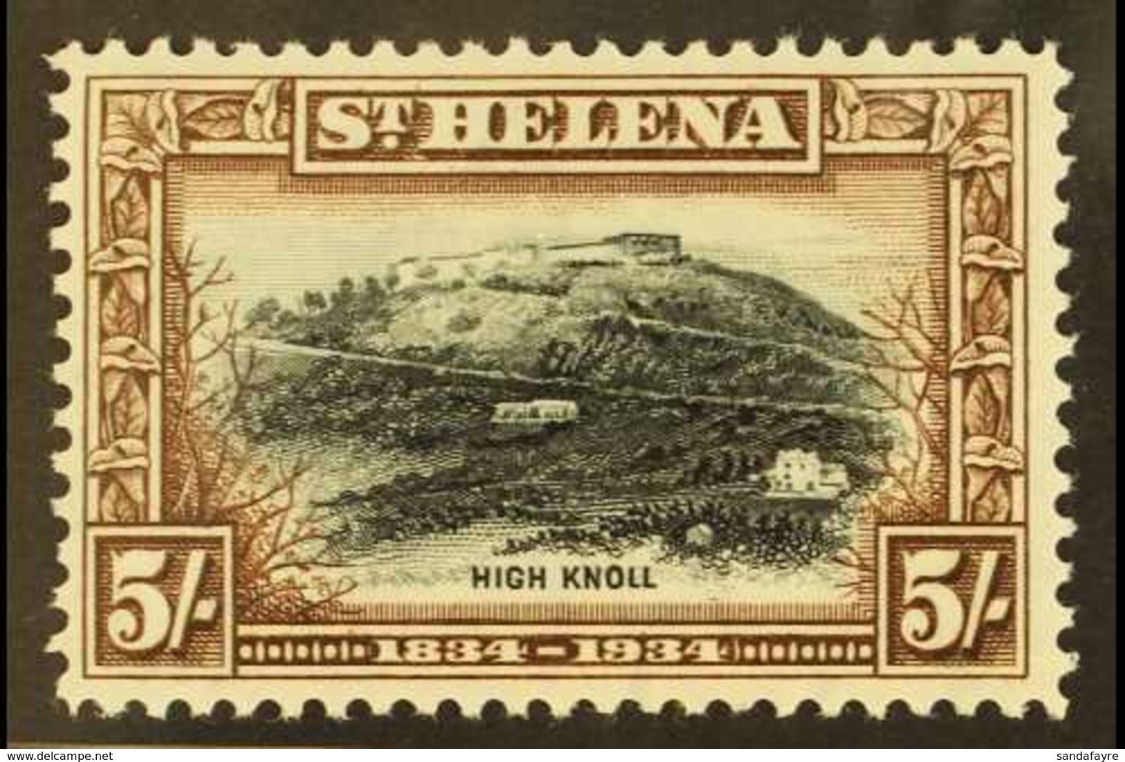 1934  5s Black & Chocolate "Centenary", SG 122, Fine Mint For More Images, Please Visit Http://www.sandafayre.com/itemde - St. Helena