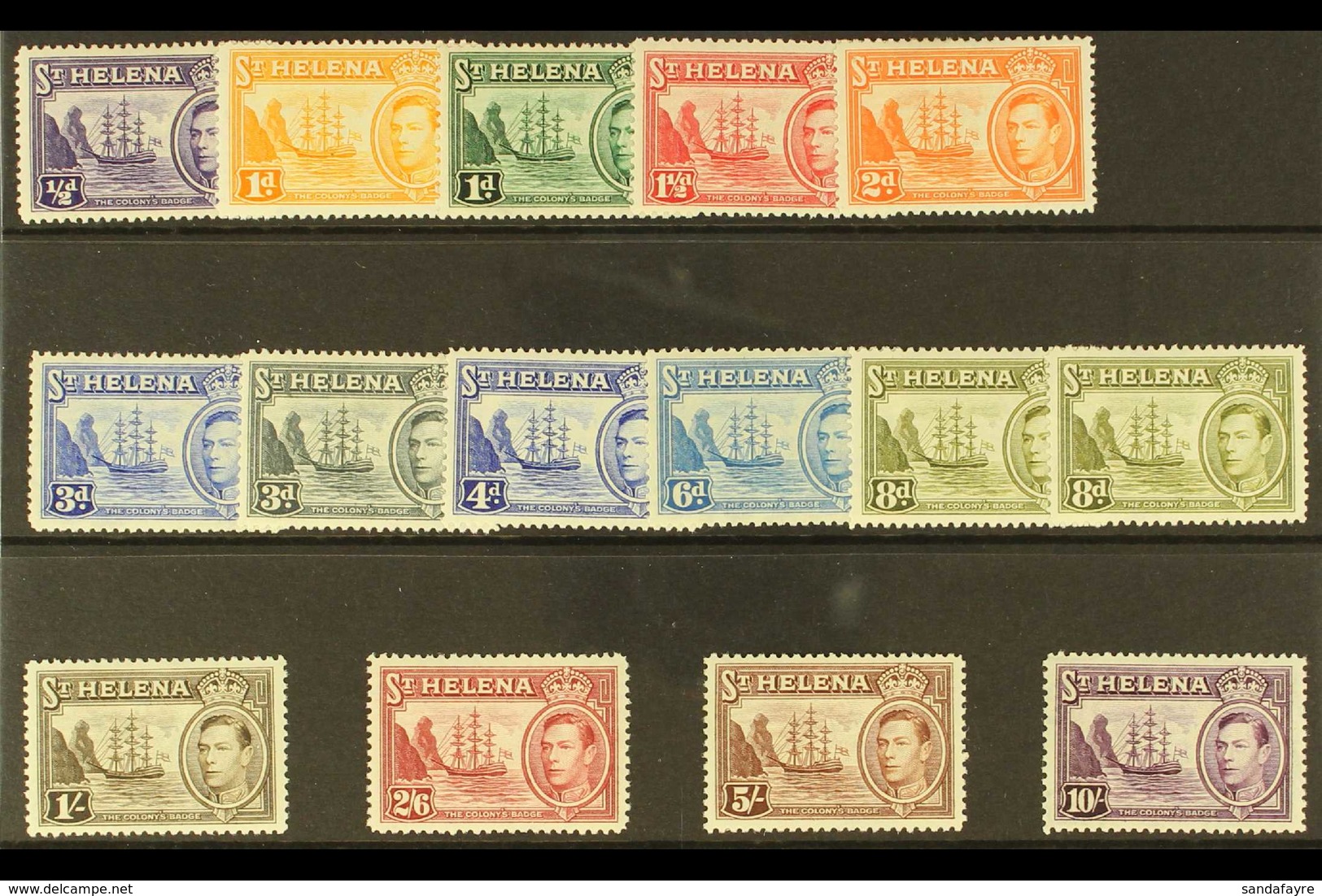 1938-44  "Badge" Definitive Set Plus 8d Listed Shade, SG 131/40, Fine Mint (15 Stamps) For More Images, Please Visit Htt - Isola Di Sant'Elena