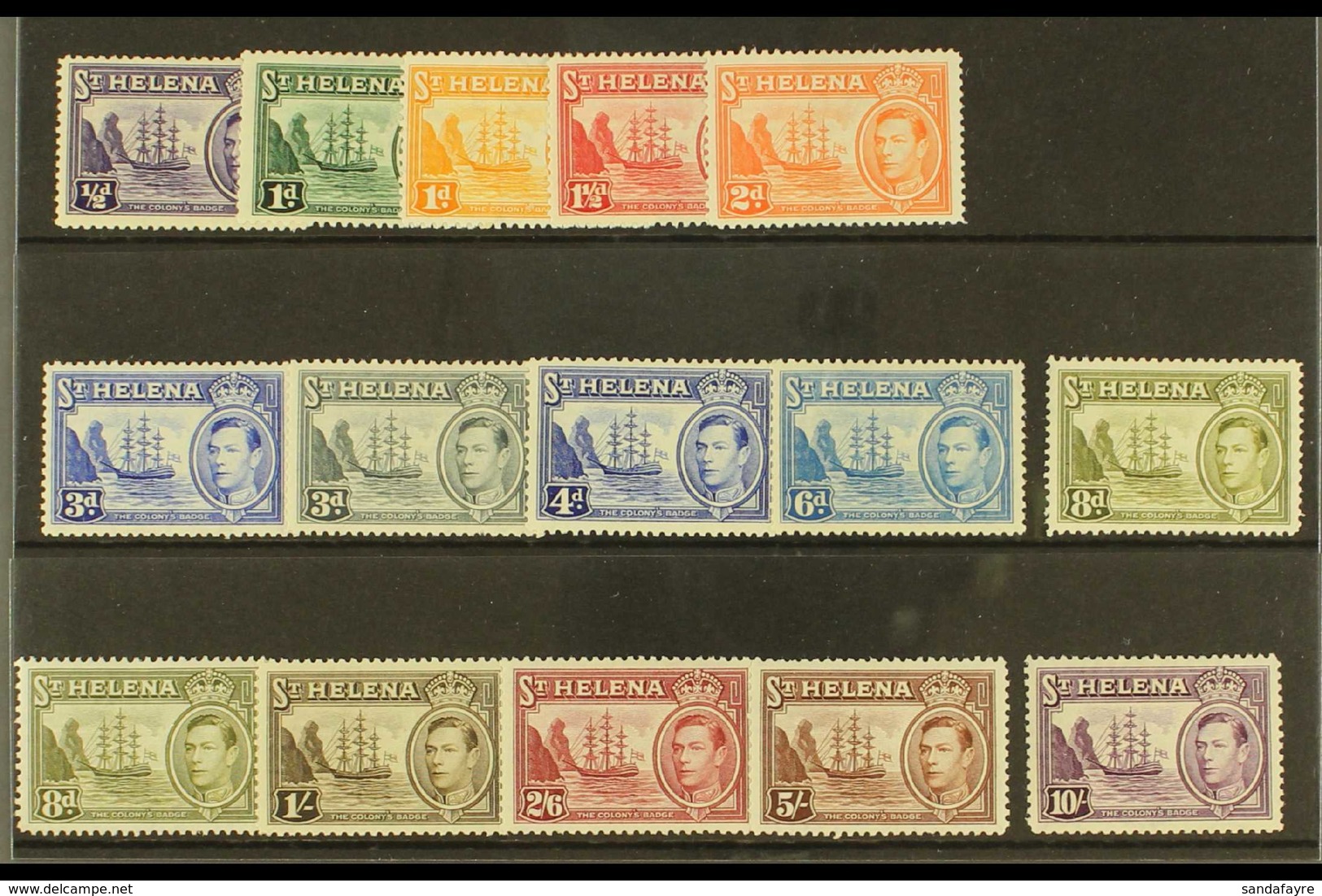 1938-44  Complete Definitive Set Plus Additional 8d Listed Shade, SG 131/40, Fine Mint (15 Stamps) For More Images, Plea - Isola Di Sant'Elena