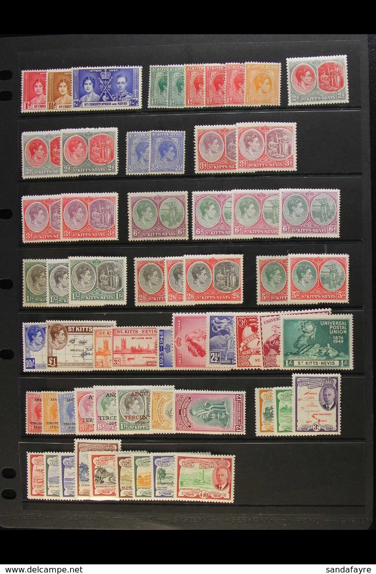 1937-52 FINE MINT KGVI COLLECTION  With 1938-50 Set With Additional Perfs Incl. 13x12 To 5s, All Commemoratives, 1952 Se - St.Kitts Und Nevis ( 1983-...)