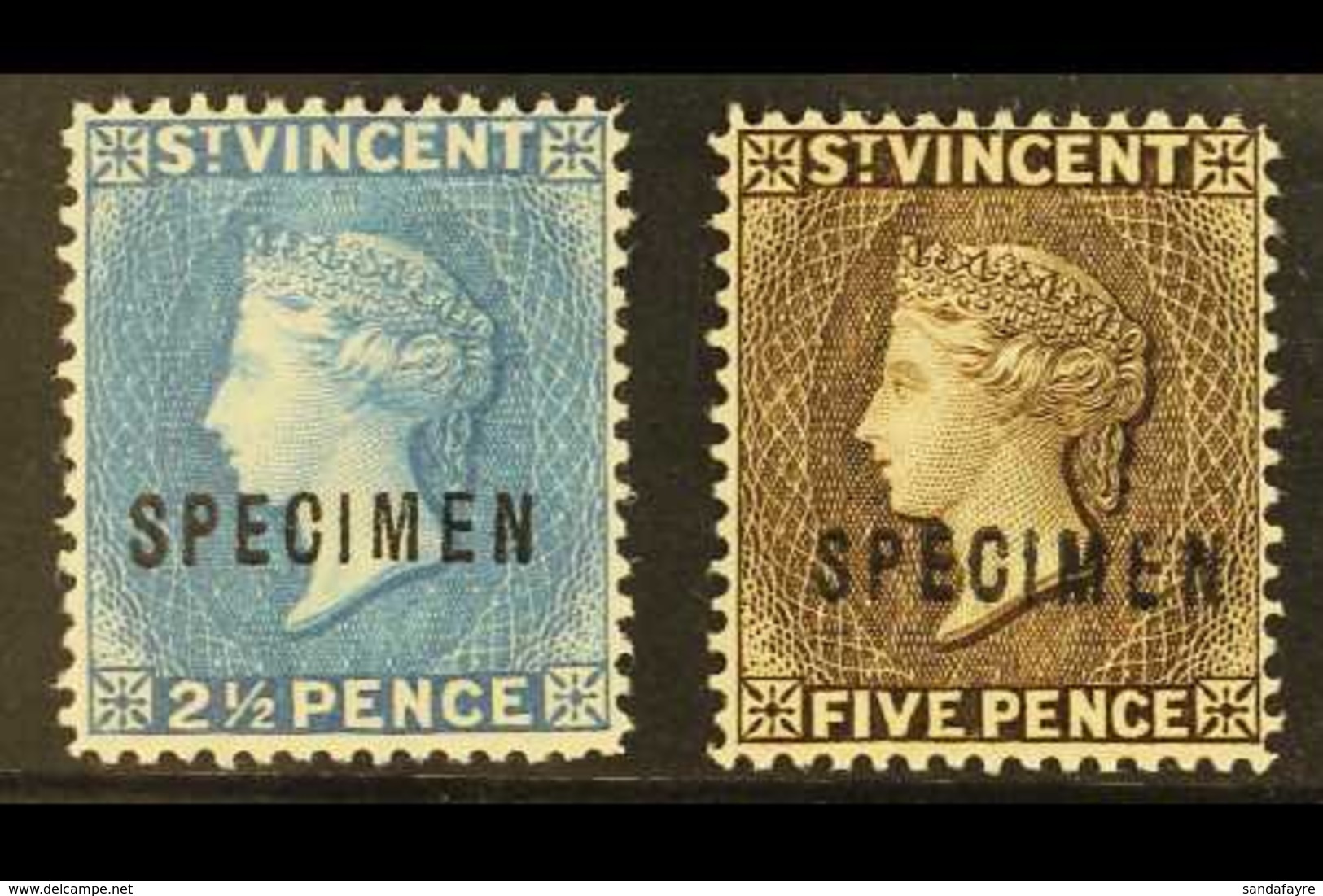 1897  2½d And 5d, Overprinted SPECIMEN, SG 61/62s, Very Fine Mint. (2 Stamps) For More Images, Please Visit Http://www.s - St.Vincent (...-1979)