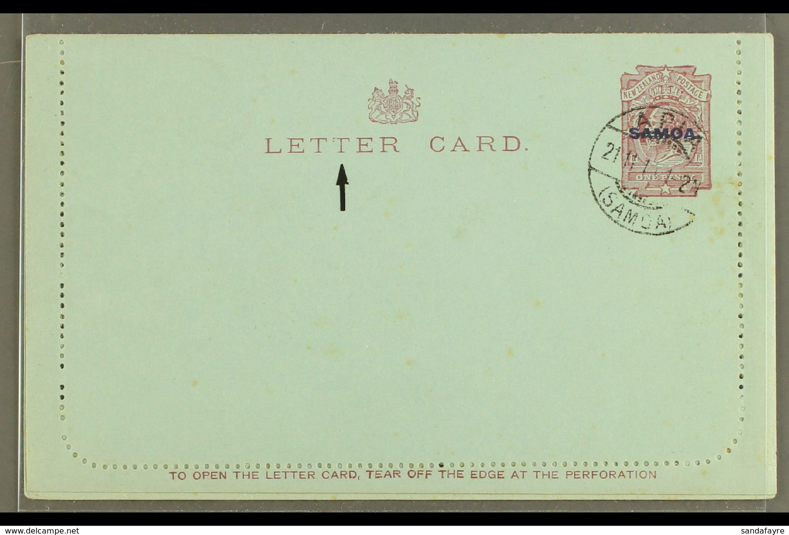 1914 LETTER CARD  1d Dull Claret On Blue, Inscription 94mm, H&G 1a, Cancelled To Order With Apia 21.11.14 C.d.s. Postmar - Samoa