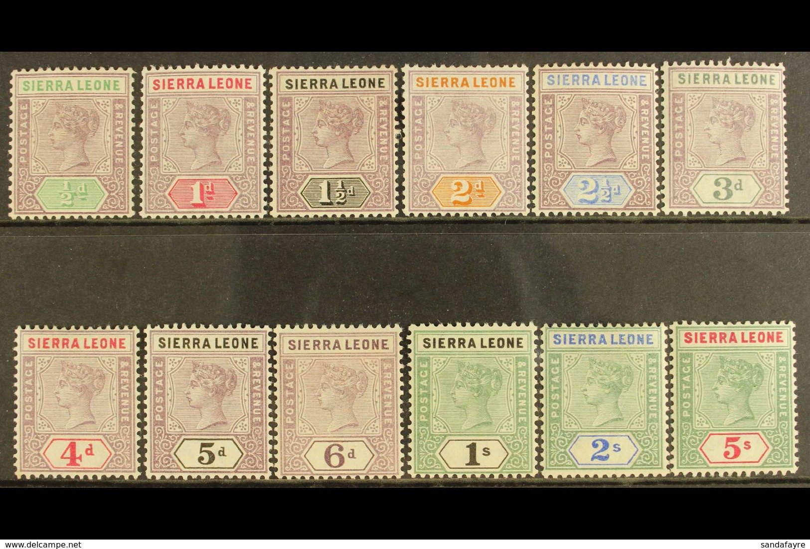 1896-97  Definitive Set Complete To 5s, SG 41/52, Fine Mint. (12 Stamps) For More Images, Please Visit Http://www.sandaf - Sierra Leone (...-1960)