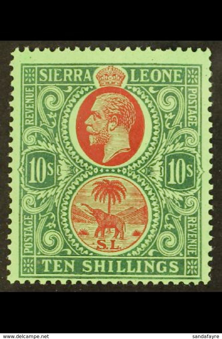 1921-27  10s Red And Green On Green, SG 146, Very Fine Mint. For More Images, Please Visit Http://www.sandafayre.com/ite - Sierra Leone (...-1960)