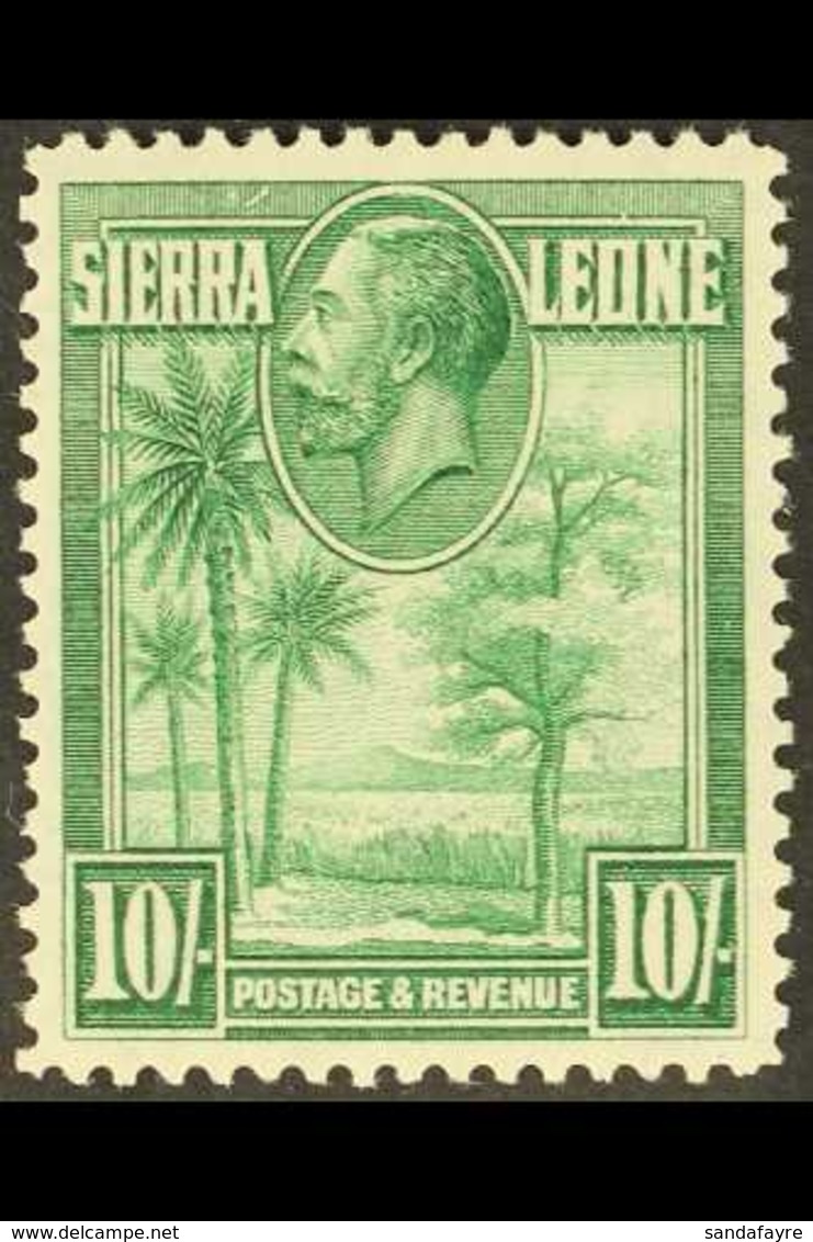1932  10s Green, SG 166, Very Fine Mint, Well Centred For More Images, Please Visit Http://www.sandafayre.com/itemdetail - Sierra Leone (...-1960)