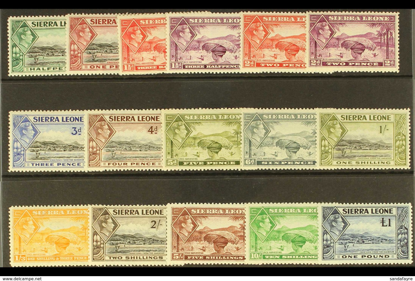 1938-44  Pictorial Definitive Set, SG 188/200, Never Hinged Mint (16 Stamps) For More Images, Please Visit Http://www.sa - Sierra Leone (...-1960)