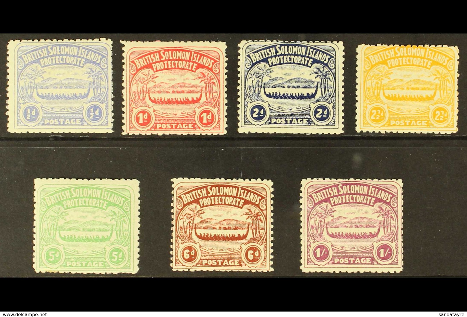 1907  "Large Canoe" Complete Set, SG 1/7, Fine Mint. Fresh And Attractive! (7 Stamps) For More Images, Please Visit Http - Salomonseilanden (...-1978)