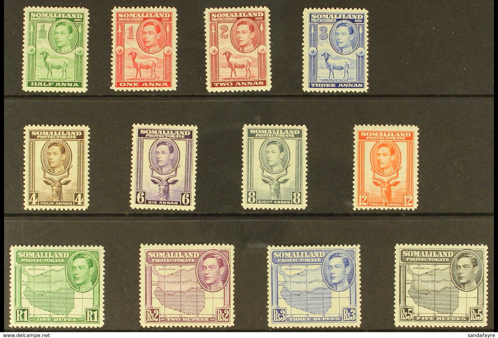 1938  "Portrait To Left" Definitive Complete Set, SG 93/104, Never Hinged Mint (12 Stamps) For More Images, Please Visit - Somaliland (Protectoraat ...-1959)