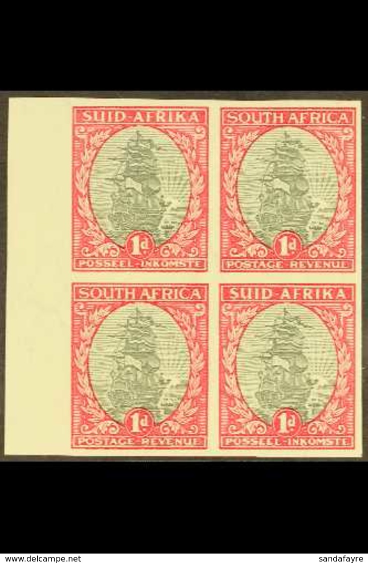 1933-48  1d Grey & Carmine Ship, IMPERFORATE BLOCK OF FOUR (wmk Inverted), SG 56a, Never Hinged Mint. Very Fine (block 4 - Ohne Zuordnung