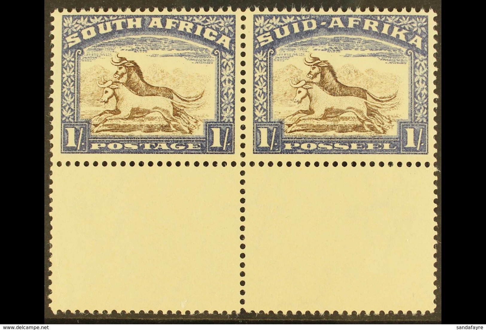 1933-48  1s Brown & Chalky Blue, Lower Margin Example, SG 62, Never Hinged Mint. For More Images, Please Visit Http://ww - Non Classificati