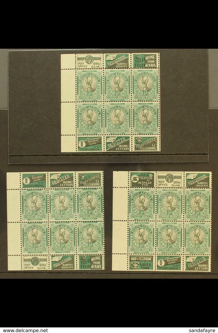 BOOKLET PANES  1933-48 ½d Grey & Green, Panes Of 6 With Adverts On Margins, Three Different, SG 54c, Very Fine Mint, Hin - Non Classés