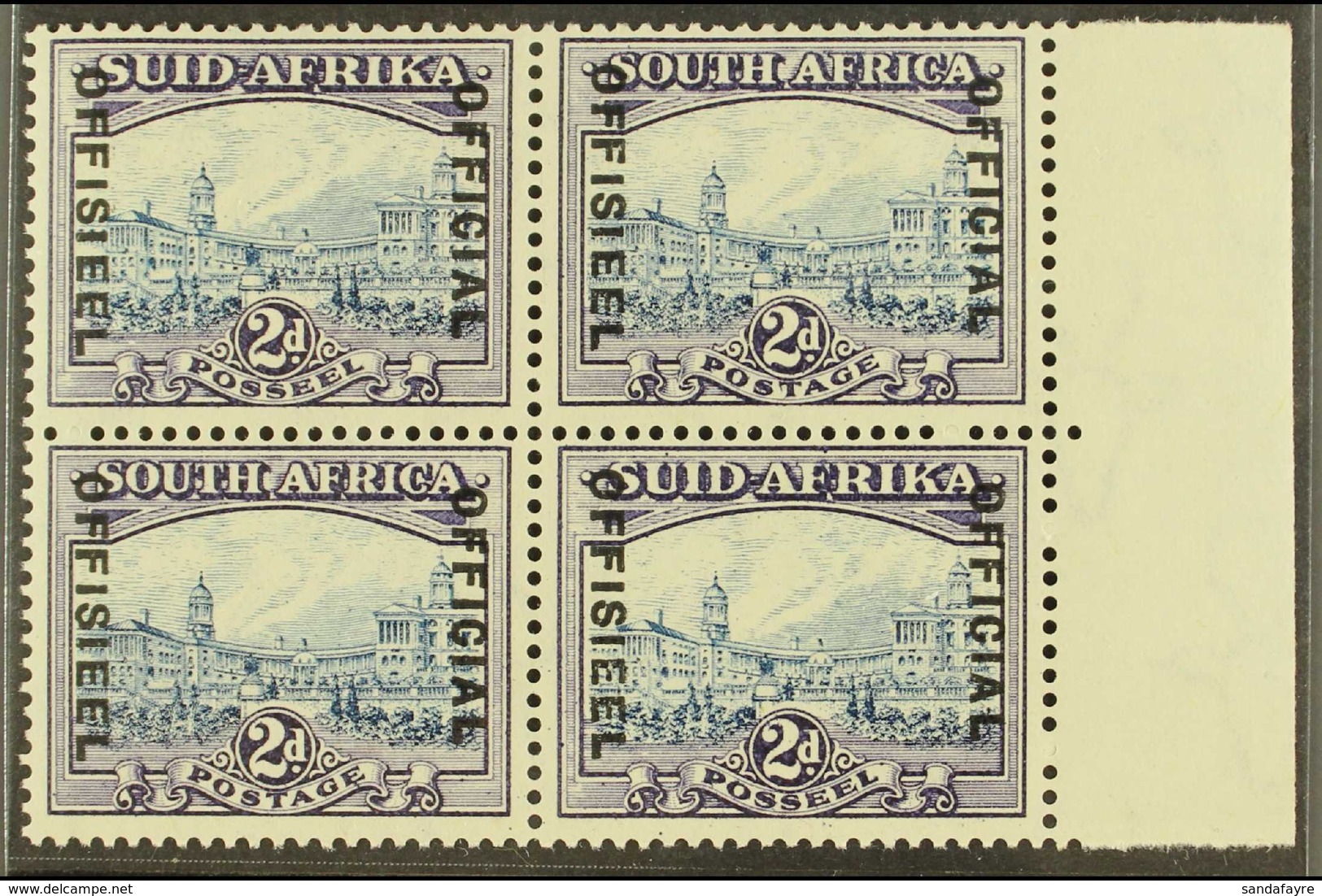 OFFICIAL  1939 2d Blue And Violet (20mm Between Lines Of Overprint), SG O23, Right Marginal BLOCK OF FOUR Very Fine Mint - Ohne Zuordnung