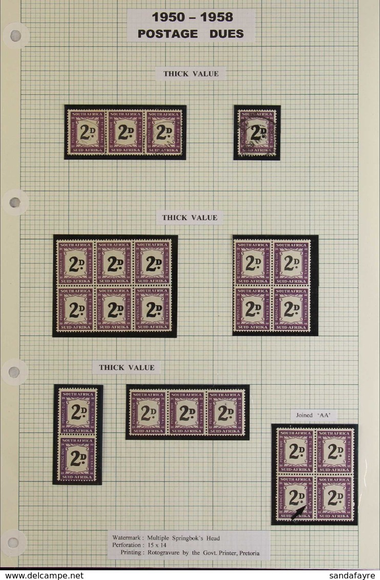 POSTAGE DUE VARIETIES  1950-8 2d, Various Shades From The Different Printings, 6 Items With Thick "2D" Variety, Incl. Bl - Zonder Classificatie