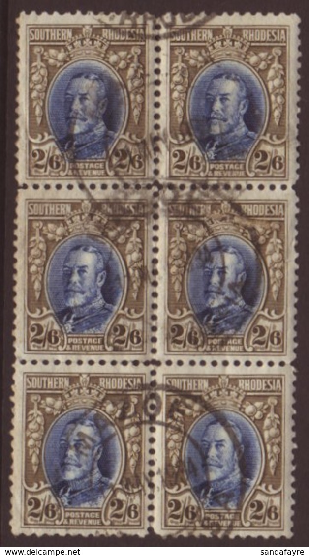1931-37  2s6d Blue And Drab, SG 26, Fresh Cds Used Block Of Six. For More Images, Please Visit Http://www.sandafayre.com - Rhodesia Del Sud (...-1964)