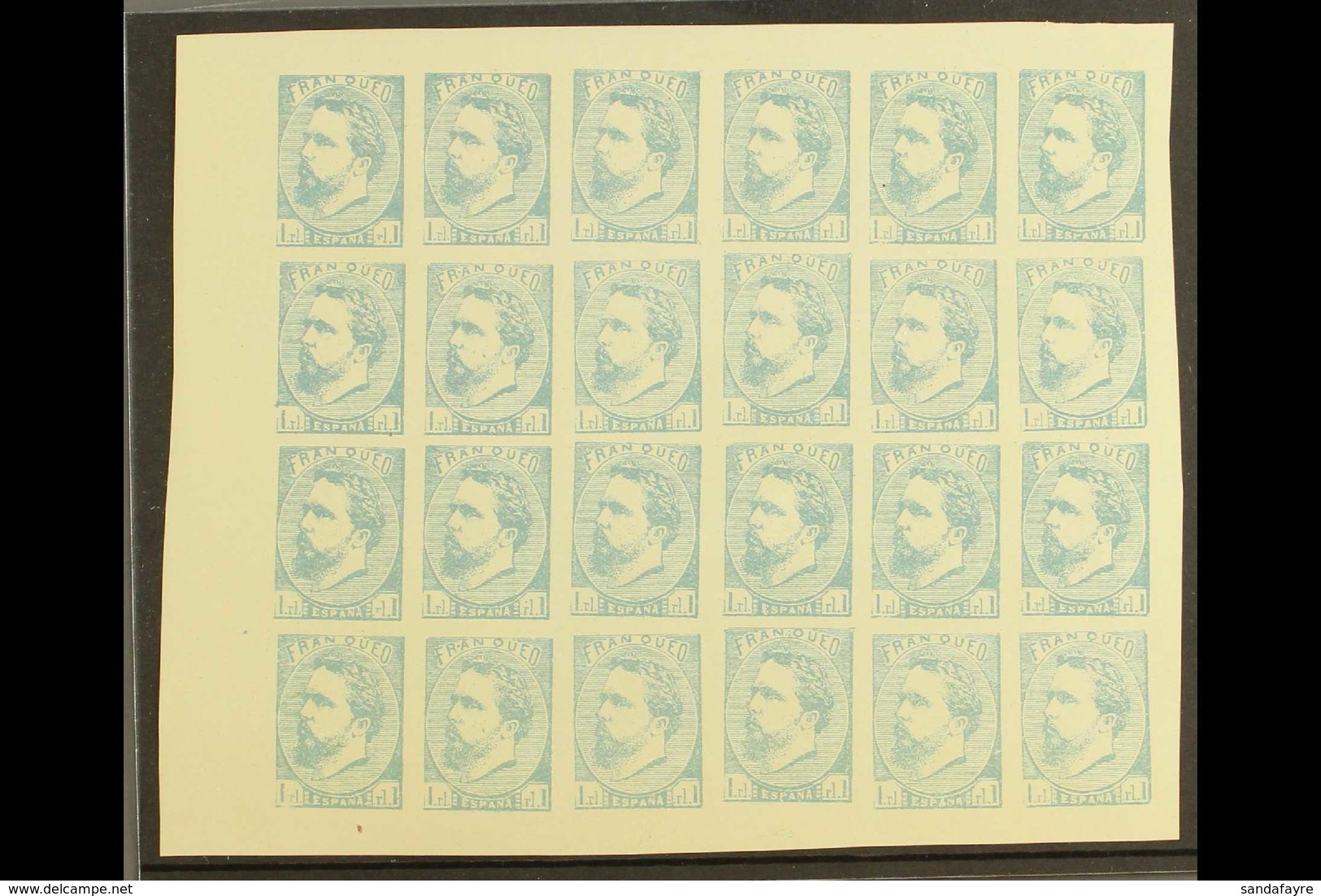 CARLIST ISSUES  1873 BASQUE REGION 1r Pale Blue (reprint) Imperf Block Of 20, As Edifil 156a, SG 1a, Fine Mint With Most - Sonstige & Ohne Zuordnung