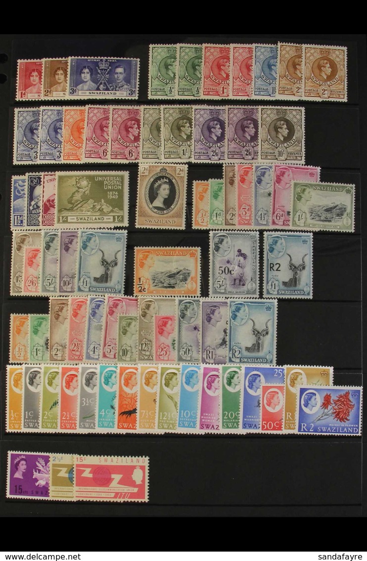 1937-65 FINE MINT COLLECTION  Incl. 1938-54 With Shades/perf Changes To 2s6d (2) And 10s, 1956 Set, 1961 Set (nhm), Etc. - Swaziland (...-1967)