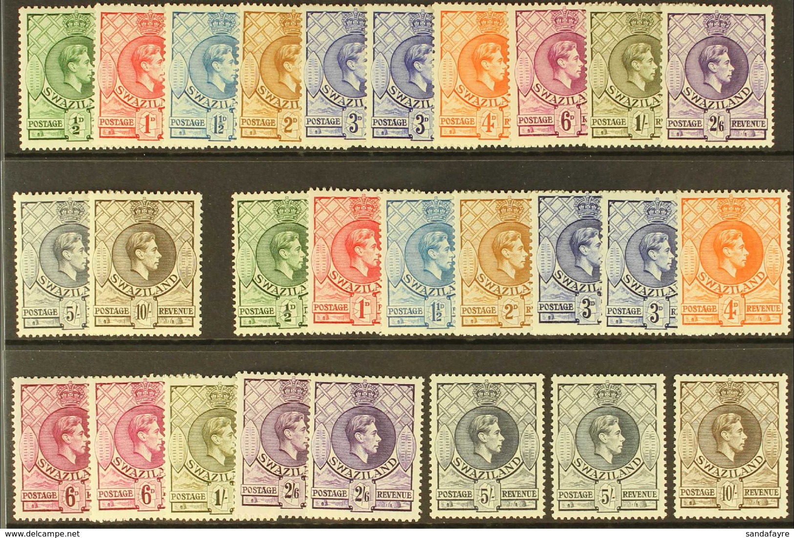 1938-54 KGVI DEFINITIVE COLLECTION.  An ALL DIFFERENT Fine Mint Collection Presented On A Stock Card That Includes A Per - Swaziland (...-1967)