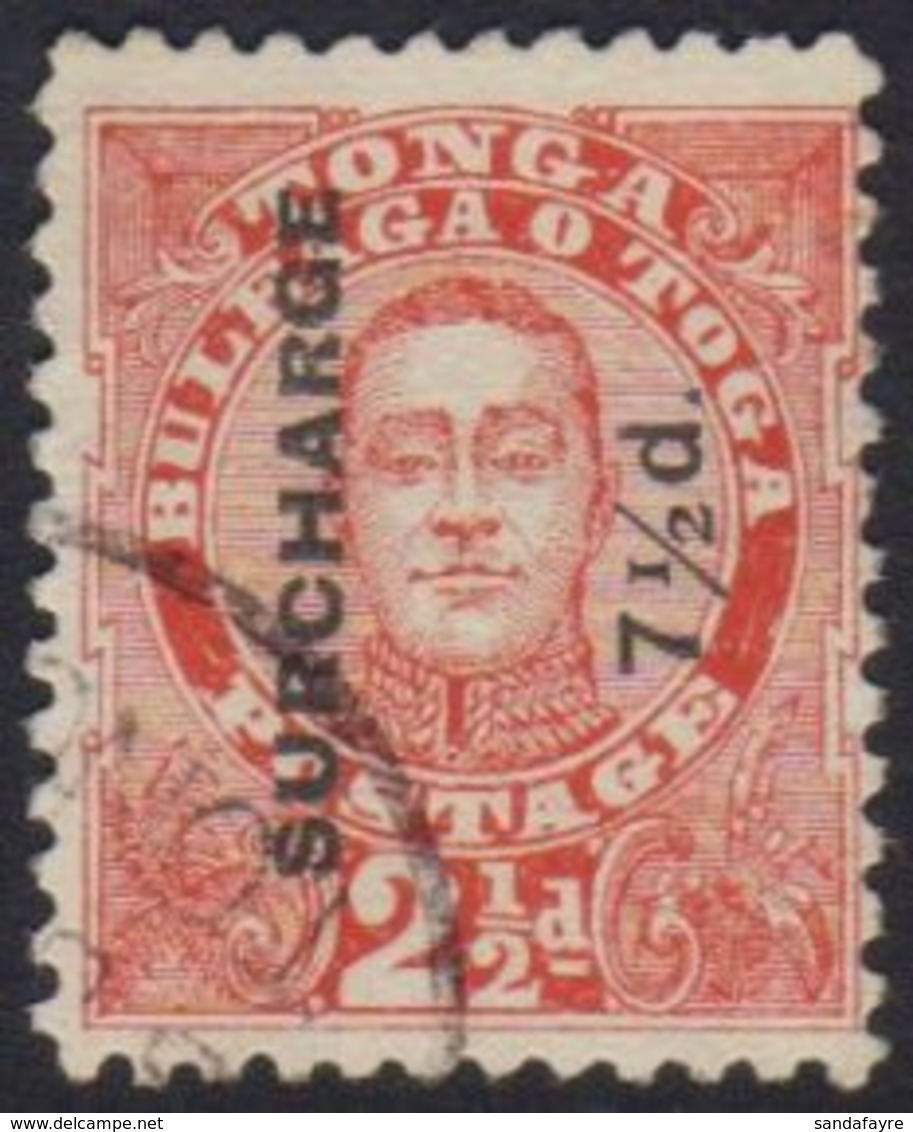 1895  (June) 7½d On 2½d Vermilion SG 31, Fine Used.  For More Images, Please Visit Http://www.sandafayre.com/itemdetails - Tonga (...-1970)