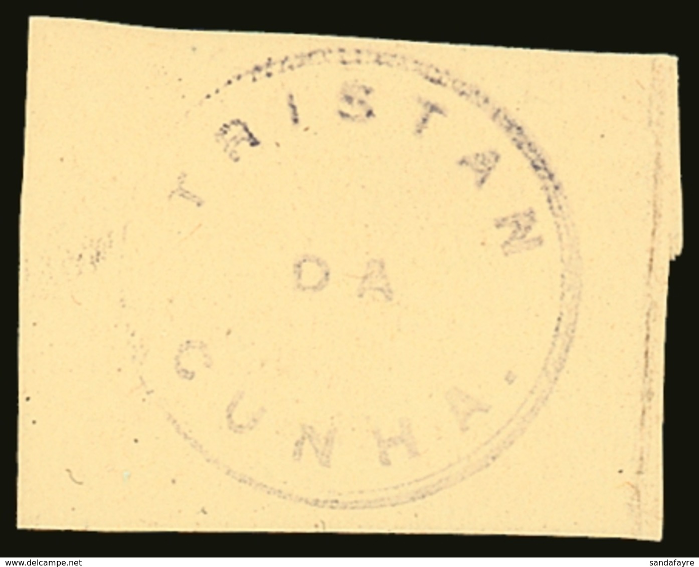 1908  Type I Cachet In Violet, SG C1, Very Fine Strike On Piece. Tidy And Appealing, Cat £4000 On Cover. Scarce! For Mor - Tristan Da Cunha