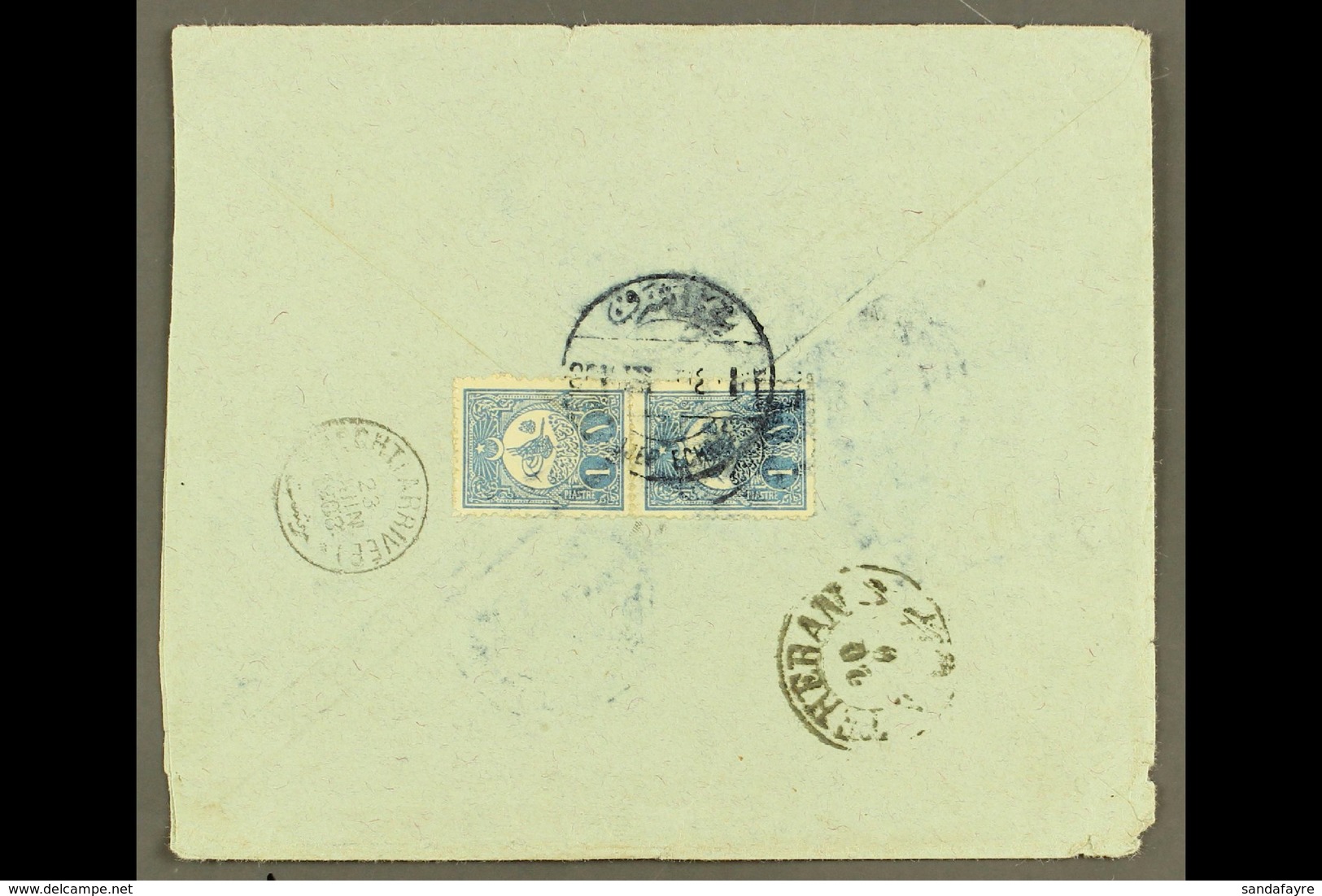 USED IN IRAQ  1908 Cover Addressed In Arabic To Persia, Bearing On Reverse 1908 1pi Pair Tied By Bilingual "NEDJEF ECHRE - Altri & Non Classificati