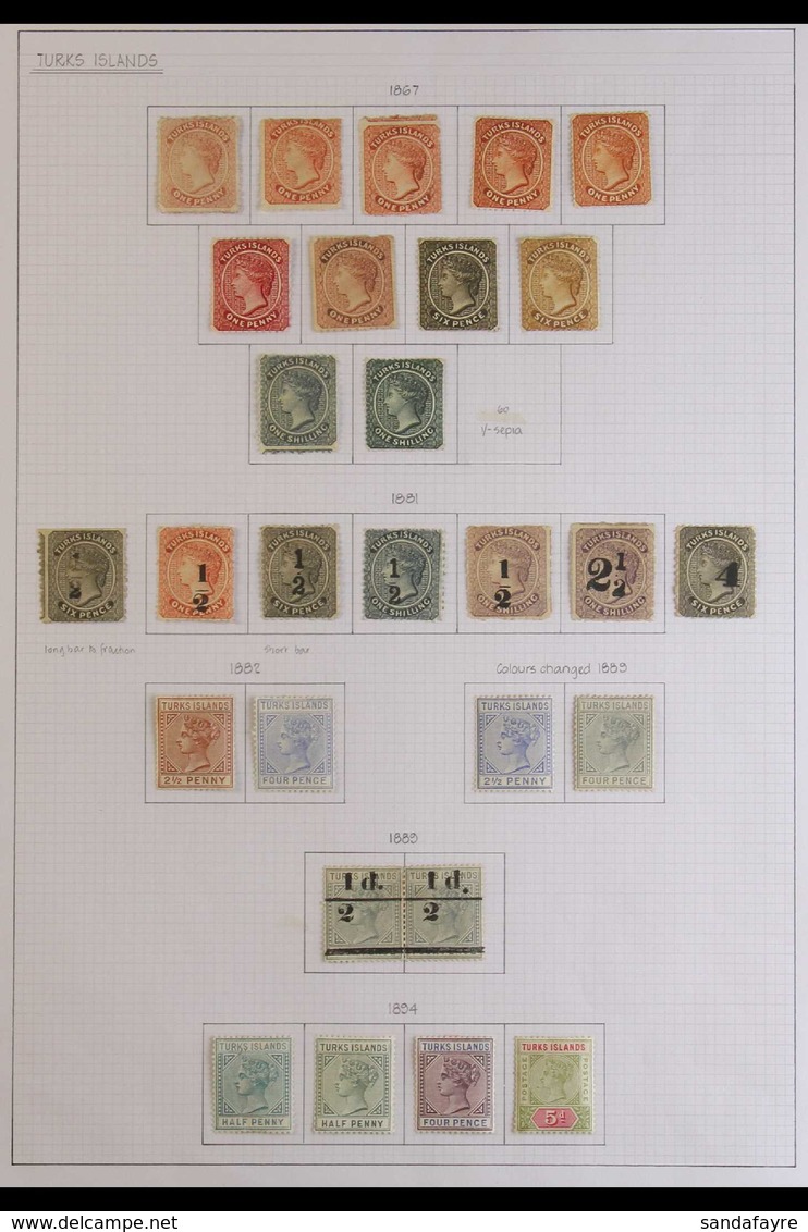 1867-1895 POWERFUL MINT COLLECTION  On An Album Page. With 1867 (no Wmk) 1d And 1s; 1873-79 (wmk Small Star) 1d Both Sha - Turks E Caicos