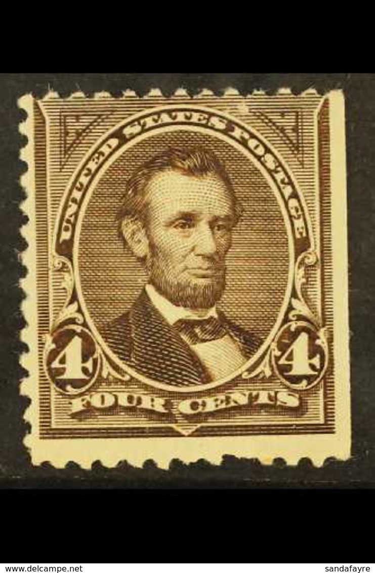 1894  4c Dark Brown, Lincoln, No Watermark, Scott 254, Never Hinged Mint, Centred High, Straight Edge. For More Images,  - Altri & Non Classificati