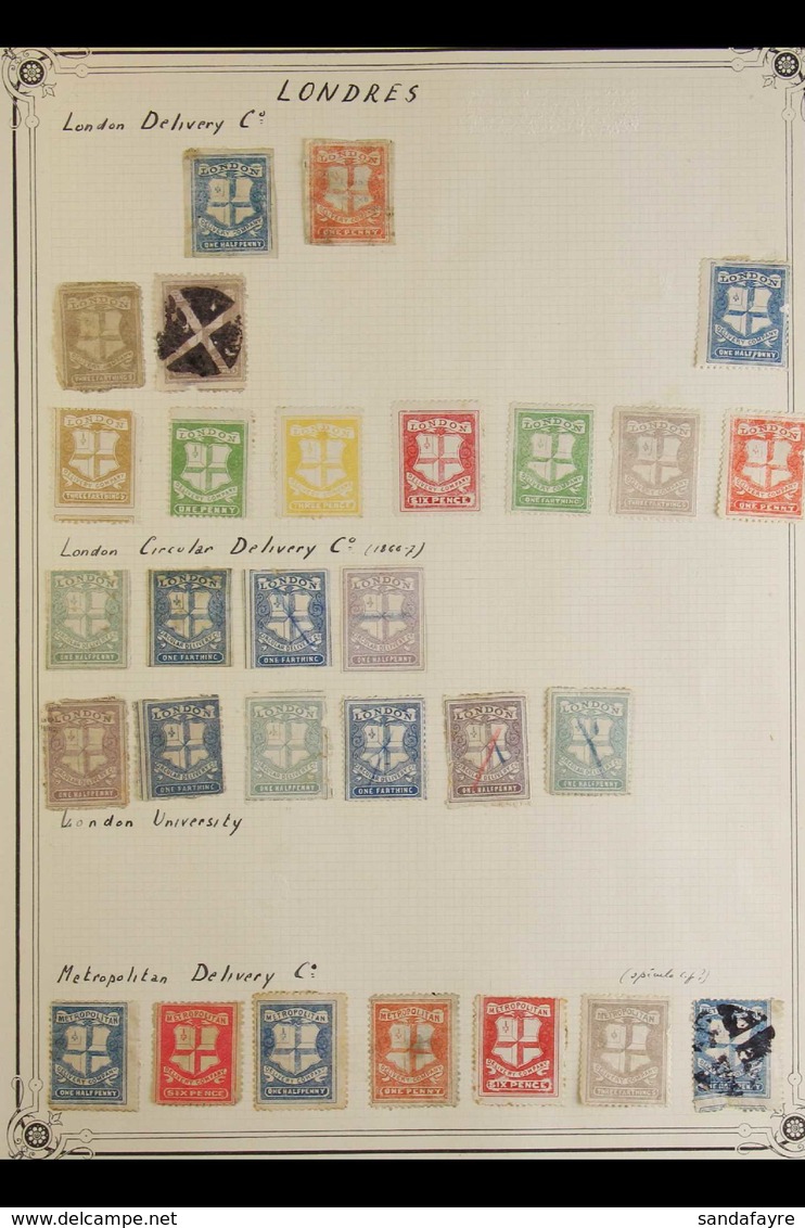 DELIVERY COMPANY STAMPS - LONDON  Mint And Used Collection On Old Album Pages. With London Delivery Company, London Circ - Andere & Zonder Classificatie