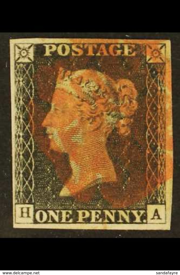 1840  1d Grey- Black 'HA' Plate 3, SG 3, Used With 4 Margins & Red MC Cancellation. For More Images, Please Visit Http:/ - Non Classificati