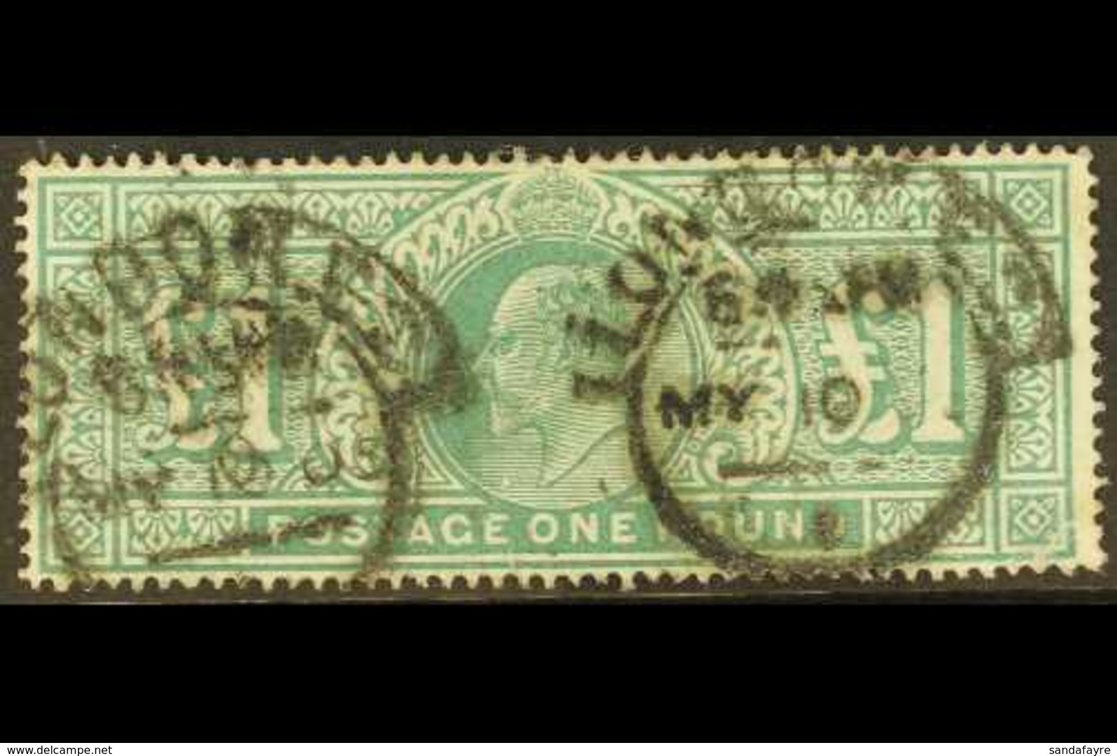 1902-10  £1 Dull Blue Green, SG 266, Good Used With Twin London Hooded Circle Cancels & Small Faults For More Images, Pl - Non Classificati