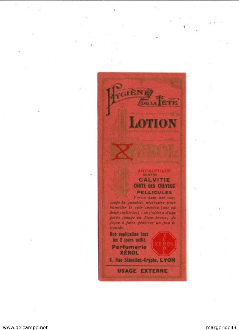 ETIQUETTE NEUVE LOTION XEROL LYON - Etiquettes