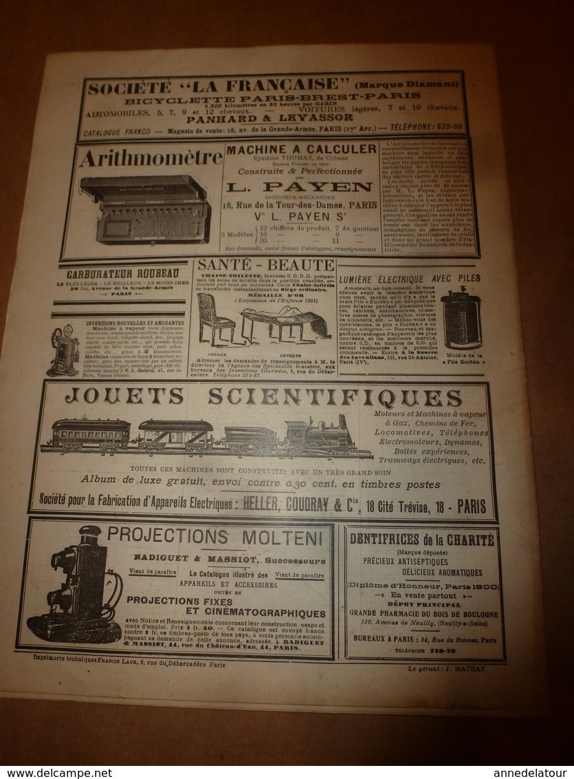 1903 LES INVENTIONS ILLUSTRÉES:Cuirassé SUFFREN;Volière-aquarium;Sécu-ascenseur;Photo-calcographie;Tirelire secrète;etc