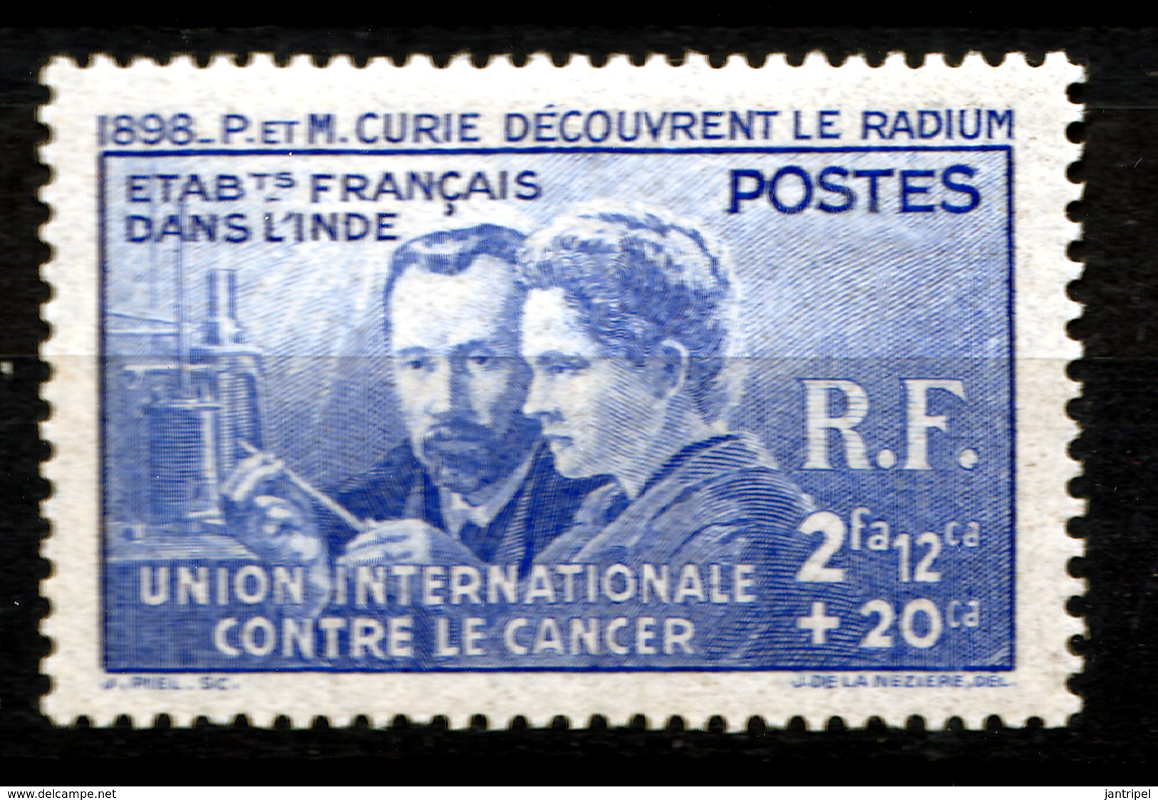 INDE FRANCE  1938  P&M CURIE   MH     CANCER - Unused Stamps