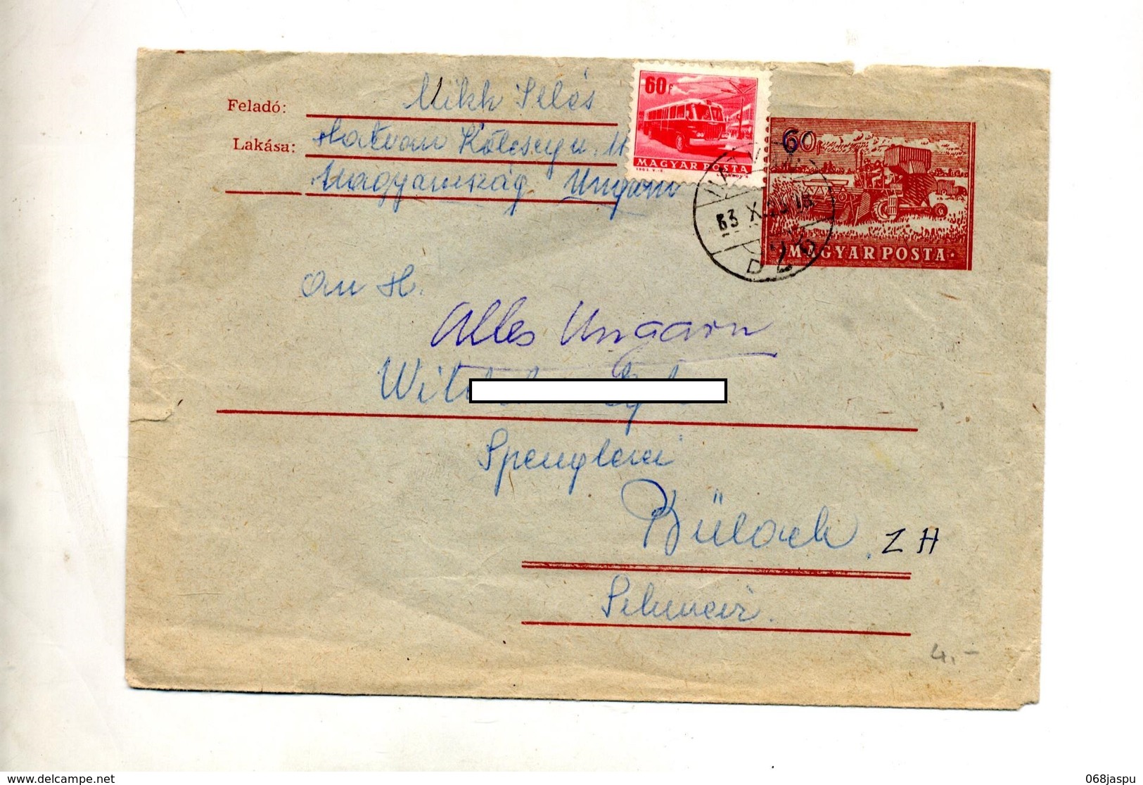 Lettre Entiere 60 Batteuse + Bus Cachet - Entiers Postaux