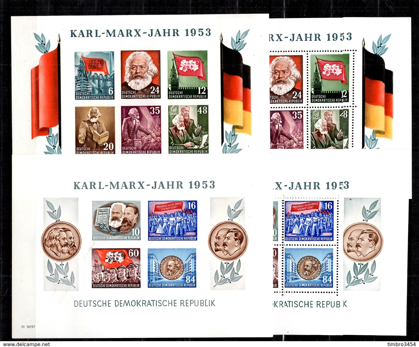 Allemagne/RDA Blocs-feuillets Karl Marx YT N° 2 Et 2A Dentelés Et Non Dentelés Neufs ** MNH. TB. A Saisir! - Autres & Non Classés